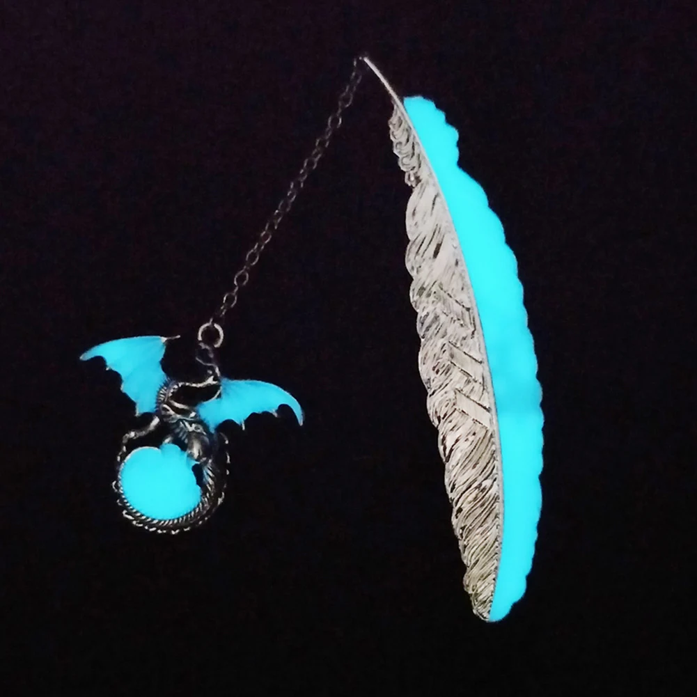 

Feather Dragon Design Glow In The Dark Label Luminous Bookmark Read Maker Book Accessories