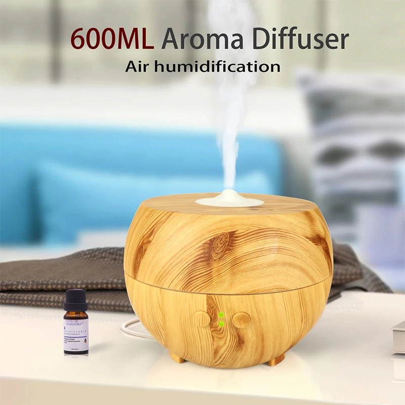 

600ML Aromatherapy Diffuser, Large Capacity Aroma Diffuser for Essential Oils Ultrasonic Air Humidifier with LED Light for Home