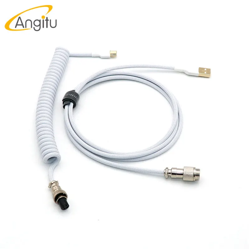 Механическая клавиатура Angitu ручной работы USB C спиральный кабель с одним рукавом