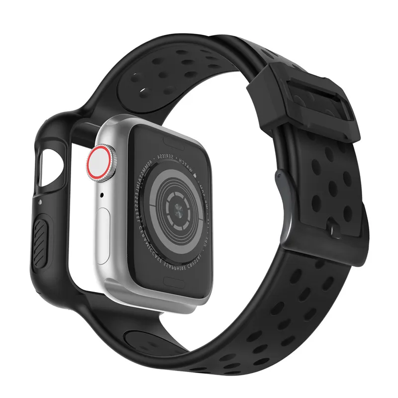 Ремешок для часов apple watch series 5 band 40 мм 44 мм спортивный силиконовый мягкий ремешок чехол комбинация для iWatch series5 браслет