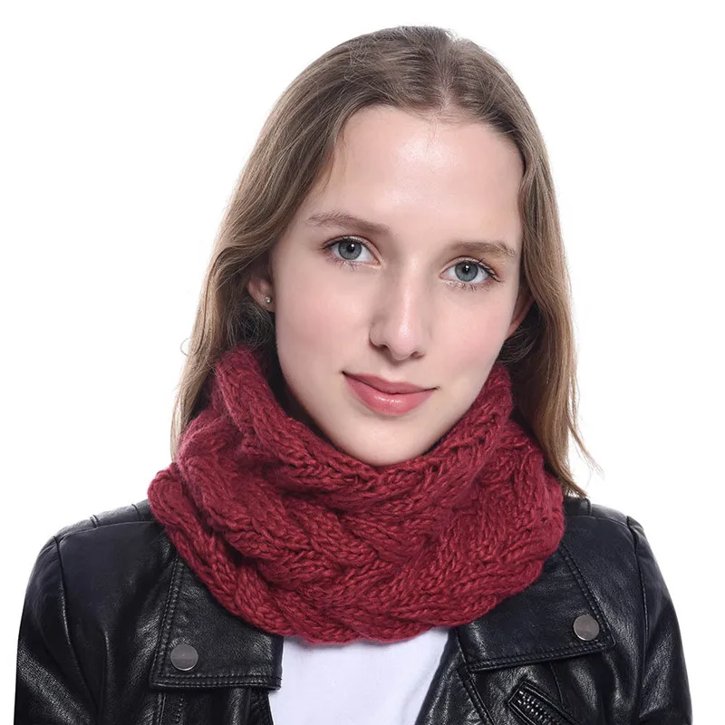 

Winter Warm Woolen Tube Scarf Women 2019 Fashionable Solid Color Scarfs For Ladies Ring Collar Scarves Shawl Neck Warmer