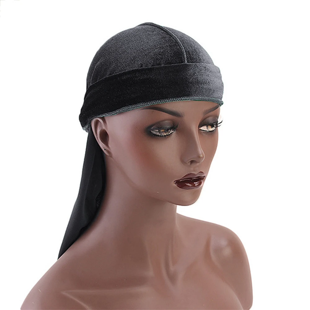 DIHOPE длинный хвост шелковый шарф Мусульманский Doo Rag пиратская шляпа Durag Кепка chemo Череп Шляпа Тюрбан повязка для волос банданы 12 цветов на выбор