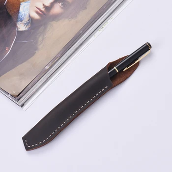 

Office Student Pencil Case School Supplies Vintage Full Grain Leather Handmade Pencil Case Fountain Pen Holder Pouch Bag Top