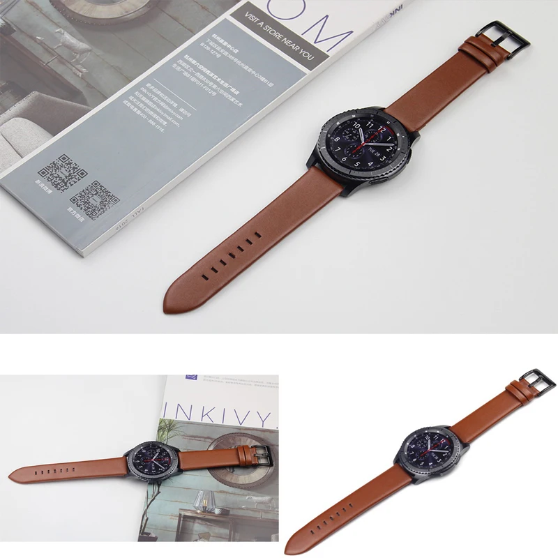 Кожаный ремешок correa Gear s4 s3 Frontier для Samsung Galaxy часы 46 мм 22 браслет Huawei GT amazfit bip 47