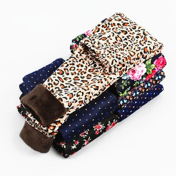 

Autumn Winter Baby Girls Leggings 2019 Thick Warm Dot Pants Kid Girl Leopard Plus Velvet Pants Children Vintage Flowers Trousers