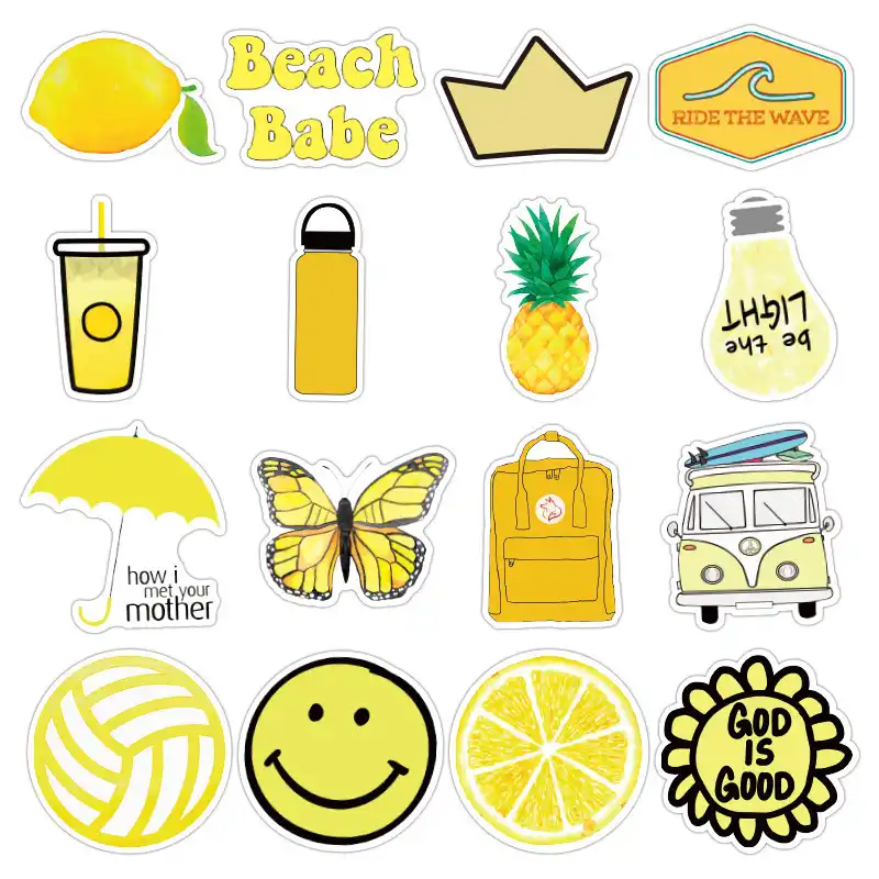 Td Zw 50pcs Lot Diy Stickers For Chidren Yellow Vsco Stickers Pack
