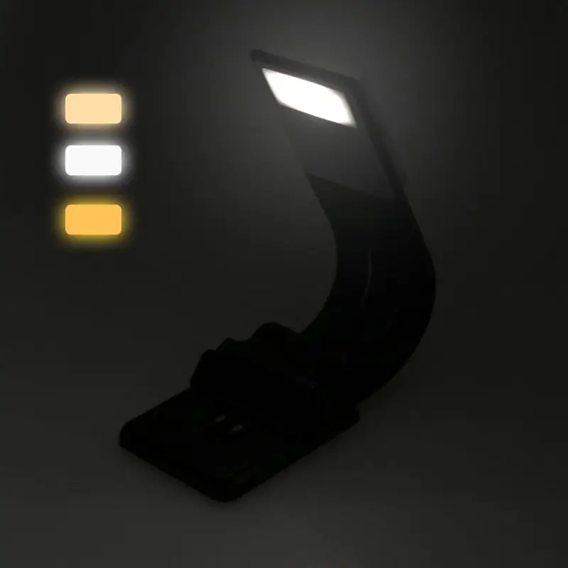 3 цвета Регулируемый USB Перезаряжаемый светодиодный светильник-книга со съемным зажимом для ночного чтения