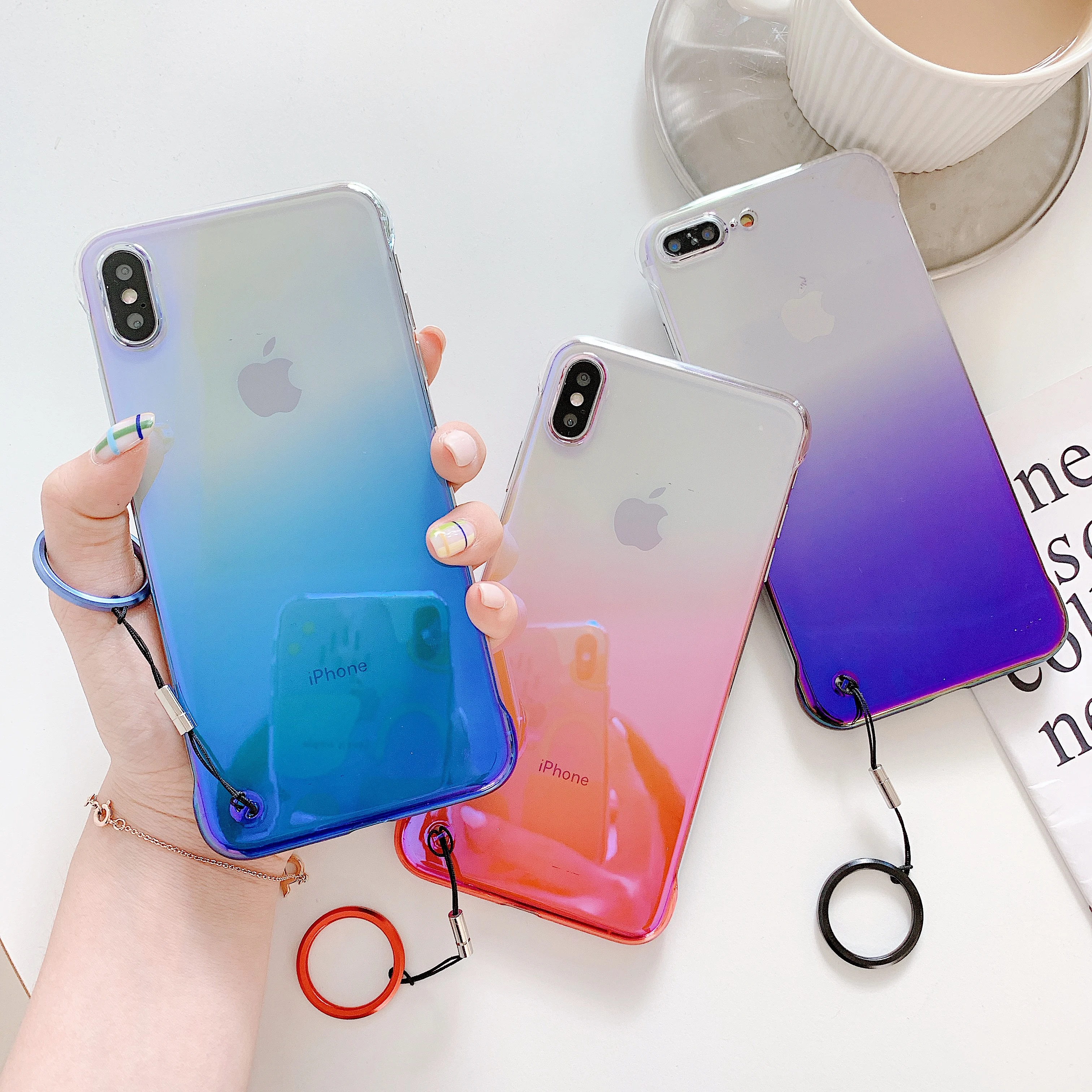 

Gradient Color Frameless Transparent Phone Cases For iPhone 7 6 6S 8 Plus X XS XR XS Max Colorful Hard PC Protective Cover Coque