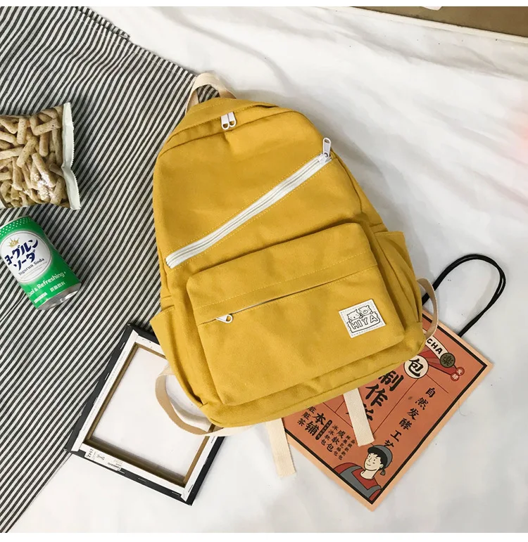 Стиль простой тренд супер огонь холст Косой молнии маленькая икона ins mori серия смешанных цветов свежий студенческий рюкзак