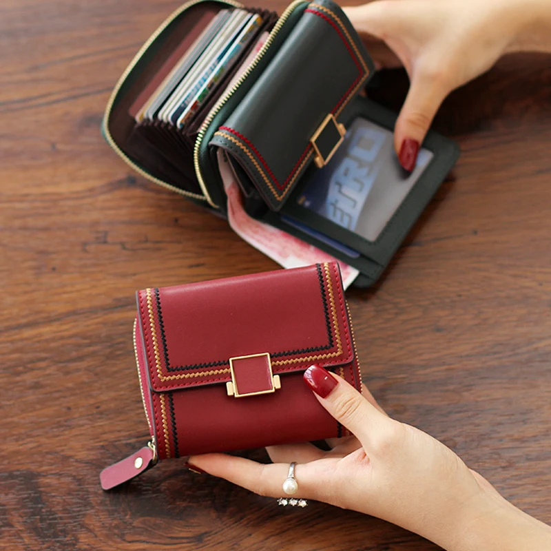 

220 Ladies Clutch Wallet Leather Small Wallet Bag With Zipper Pocket Chain Tassel Bi-fold Wallet Purse Card Case