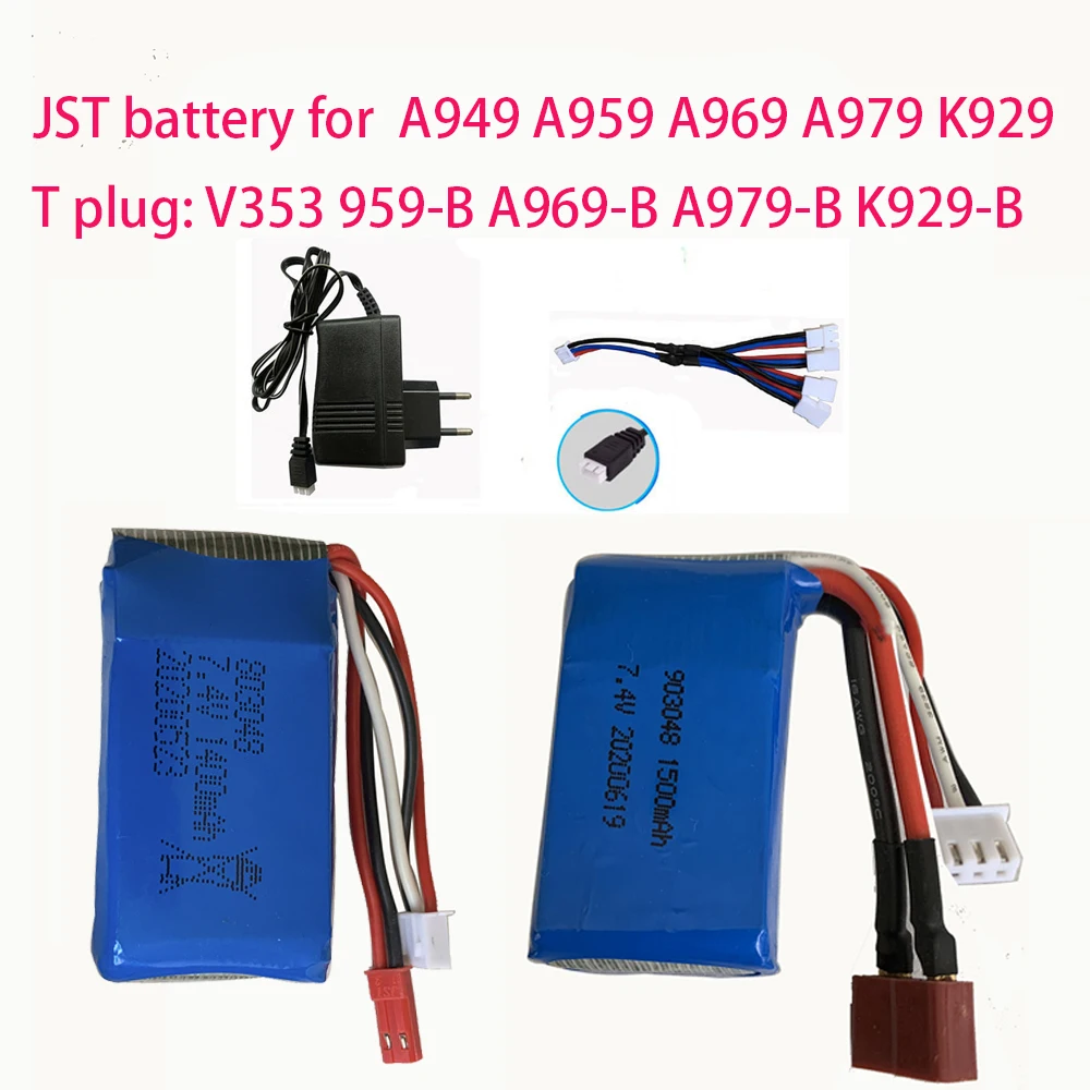 For Wltoys A949 A959 A969 A979 K929 1/18 Rc Car LiPo Battery 7.4V