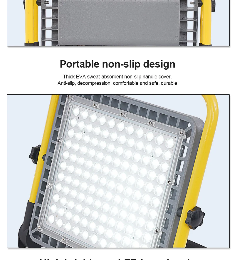 100W LED Floodlight Outdoor LED Reflector Building Light Bouwlamp Rechargeable Spotlight  18650 Battery uv flood light