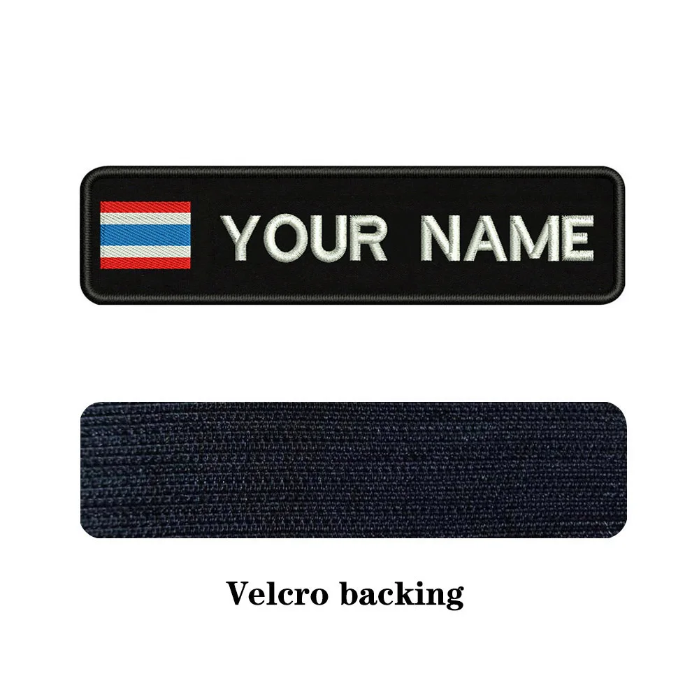 white-Velcro Пользовательские вышивки Таиланд Национальный флаг заплатка с текстом 10 см* 2,5 см значок Утюг на или липучке подложки для одежды брюки рюкзак шляпа - Цвет: white-Velcro