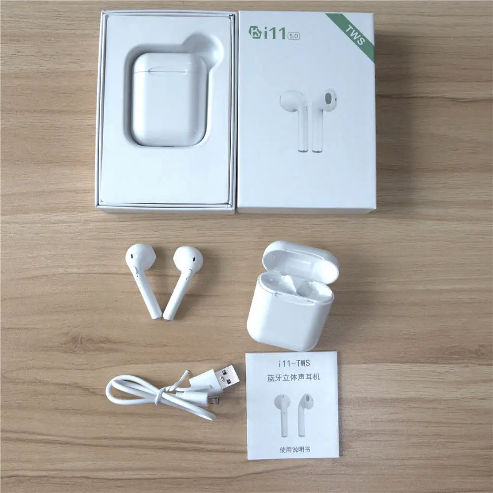Новинка,, оригинальные беспроводные наушники i11-tws близнецов, Мини Bluetooth V5.0, стерео гарнитура, наушники для всех смартфонов - Цвет: Белый