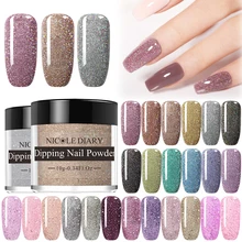 NICOLE дневник голографический блестящий для ногтей порошок погружения Dip пигмент сверкающий хром Dip жидкая система дизайн ногтей Decoratio