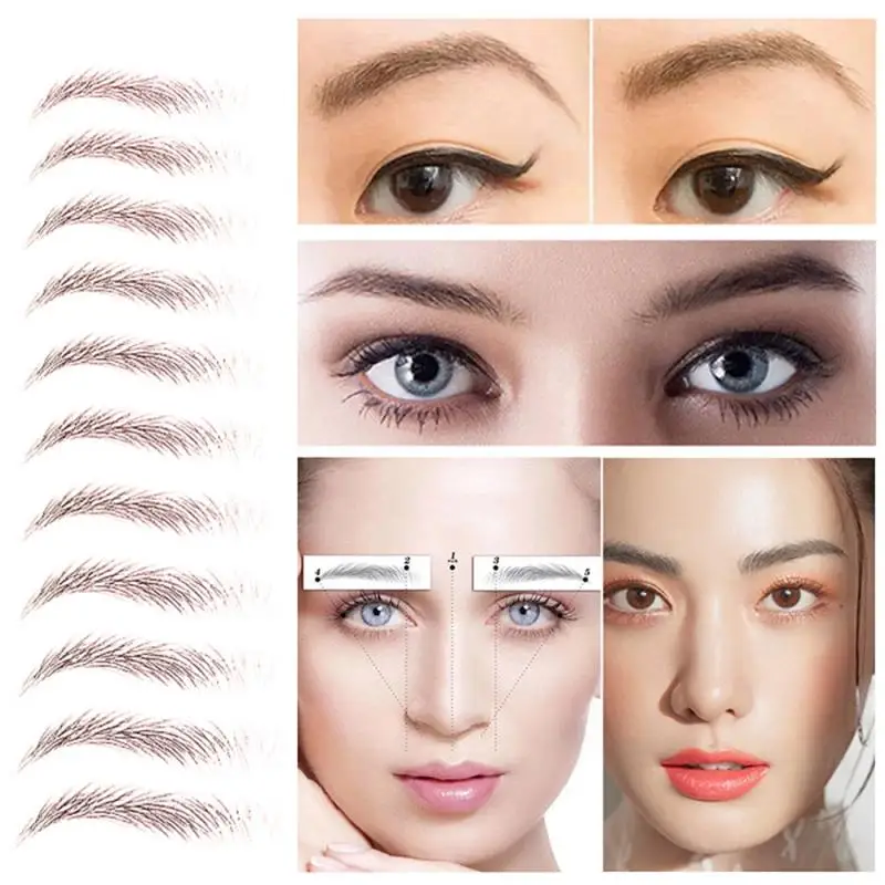 NEW Magic 6D Hair-Like Eyebrow Tattoo Sticker False Eyebrows Water-based Eye Brow Stickers Waterproof Lasting Makeup Cosmetics | Красота и