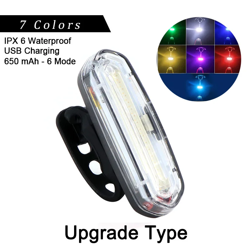 100 Lm Waterproof LED Bike Rear Tail Light Lamp 6 Modes USB Rechargeable Battery