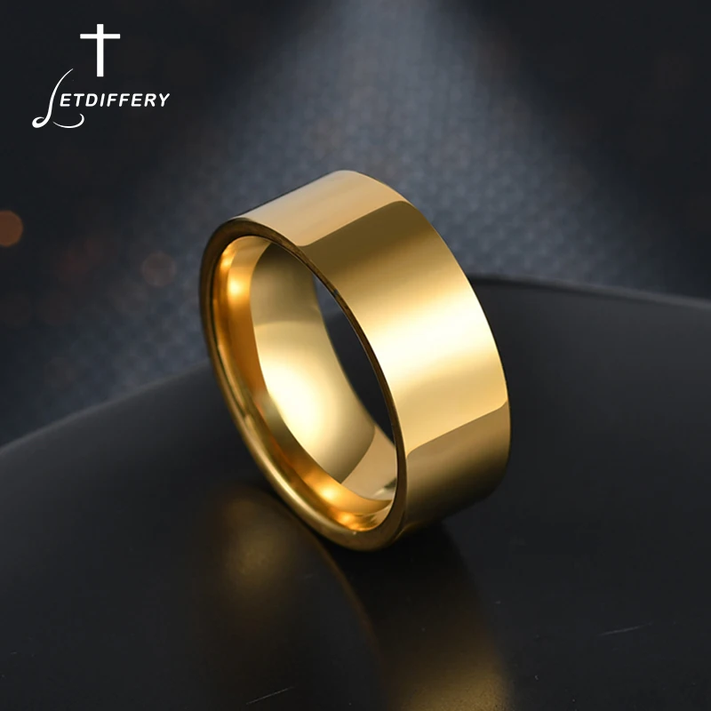 Finger Ring Wedding Rings Stainless Steel Ring Couples Rings Wedding Ring 8mm Smooth Men Rings Simple Stainless Steel Women Couple Jewelry Birthday Gifts