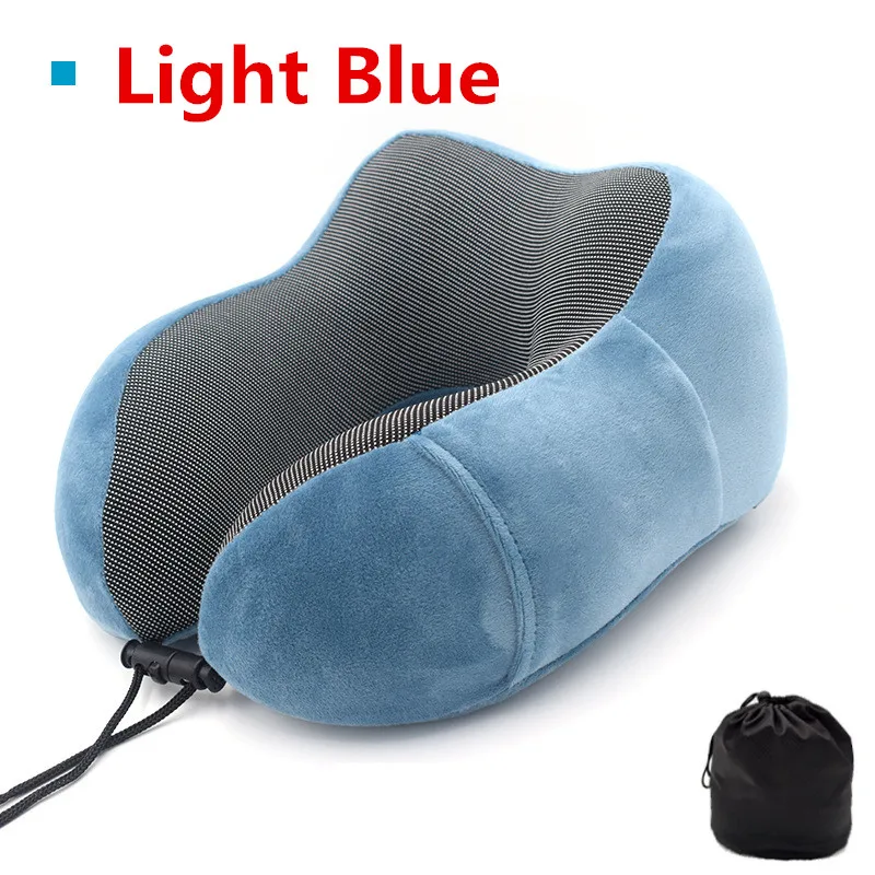 

New U Shaped Memory Foam Neck Pillows Soft Slow Rebound Space Travel Pillow Solid Neck Cervical Healthcare With Storage Bag