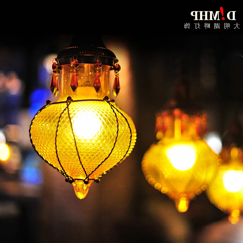 

Mediterranean Style Decoration Handmade Turkish Pendant Light Glass Shades Mosaic Pendant Lamp For Bar Coffee Shop E14 lampen
