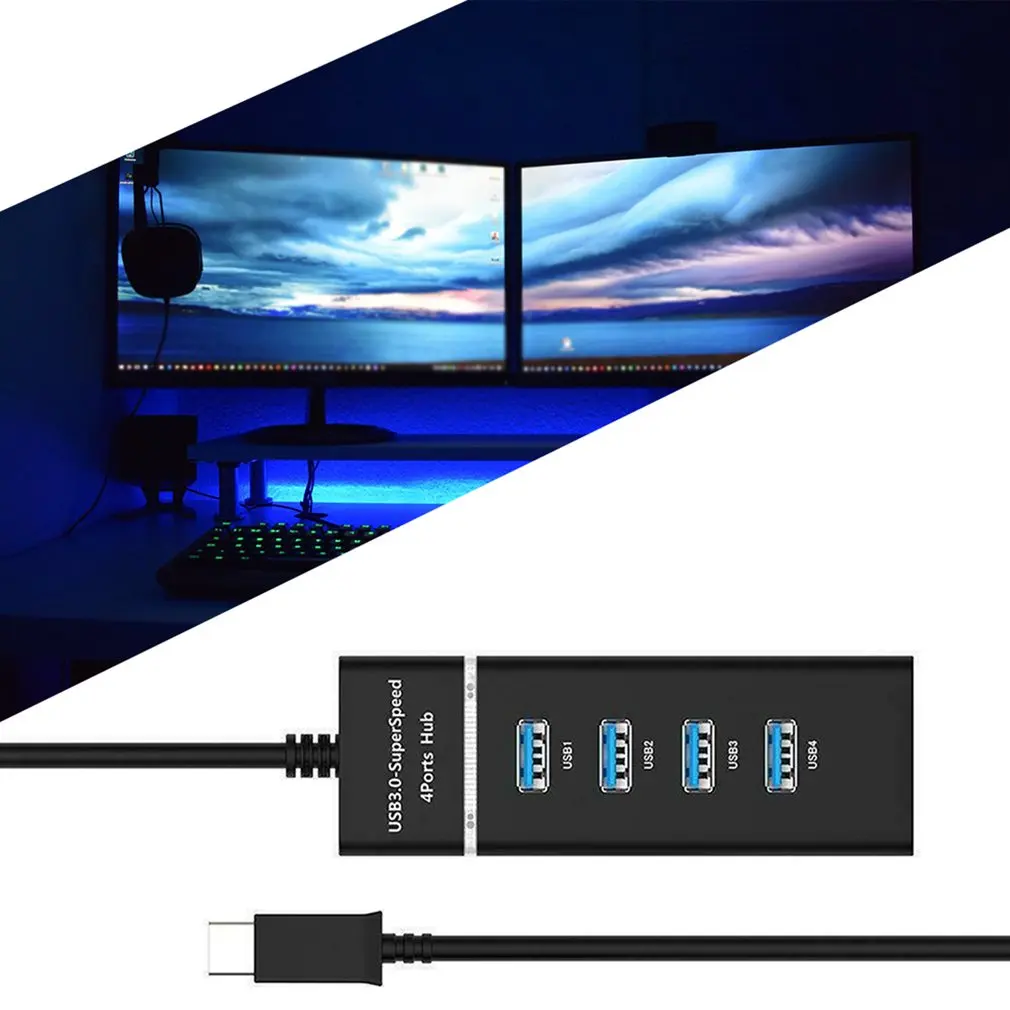 USB Type C Thunderbolt3 к USB3.0 4 хаб кабель адаптер для MacBook Dell Lenovo несколько портов|Адаптеры
