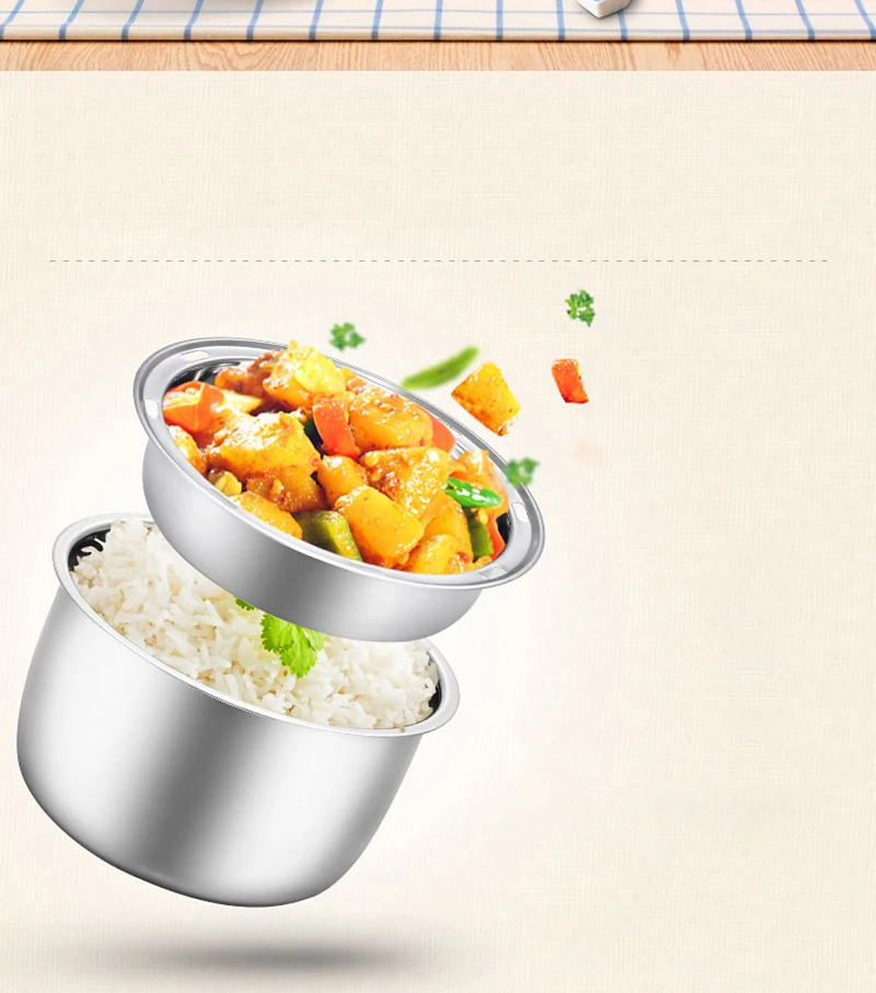 Electric lunch box double stainless steel liner heating lunch box hot rice plug in electric heating lunch box steaming rice17
