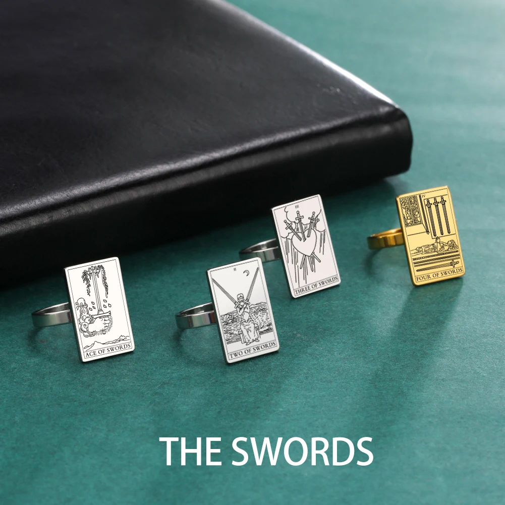 Tarot-Inspired Gold Stainless Steel Esoteric Amulet Ring