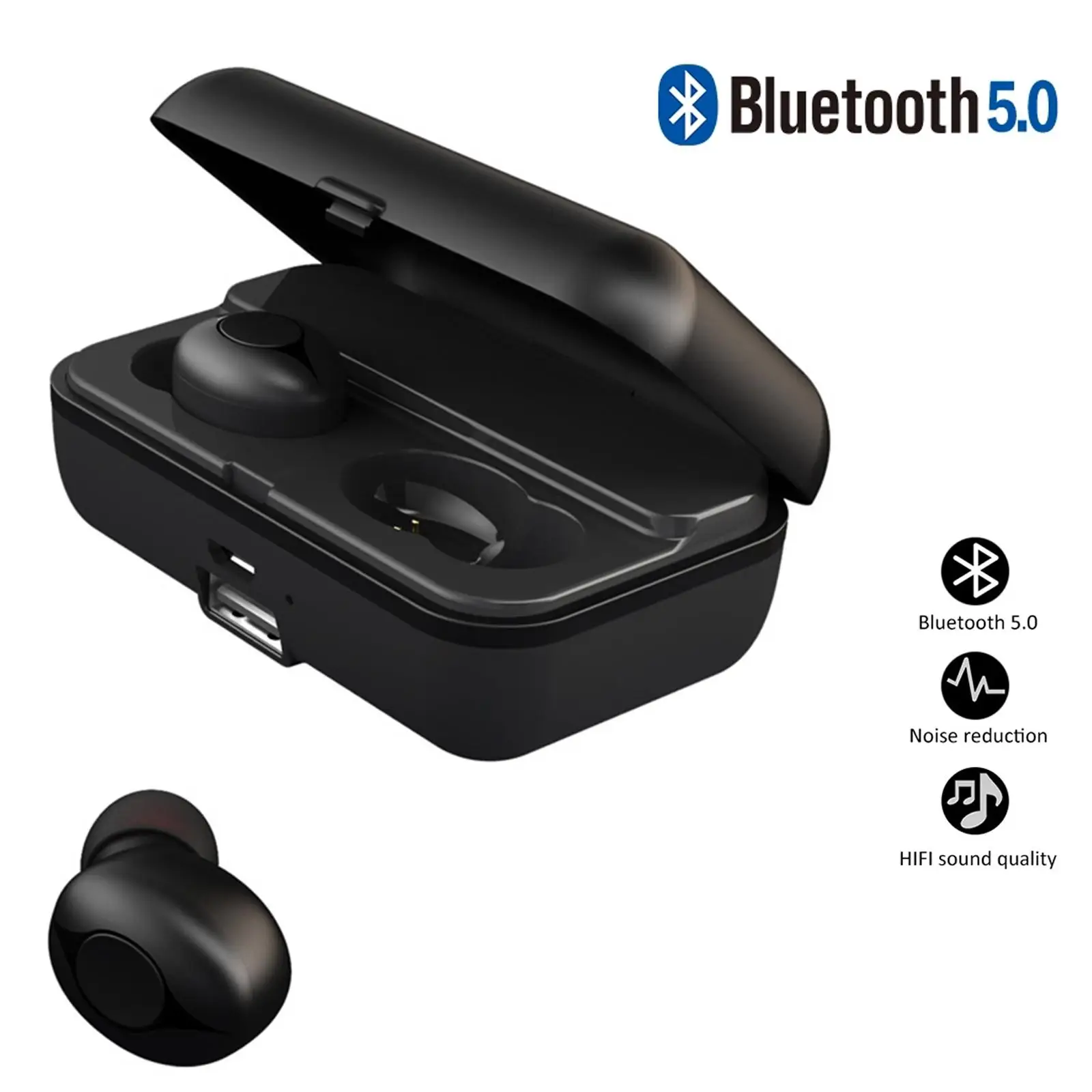True Wireless TWS Earphones Bluetooth Sport Stereo Headsets Handsfree Calling with Charging Box for Samsung iPhone LG
