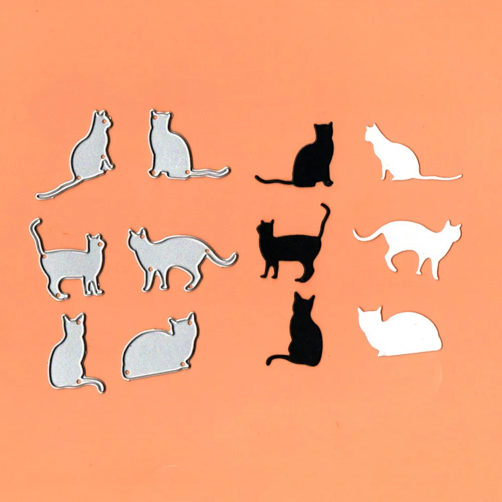 

6Pcs Cats Metal Cutting Die Stencil Template for DIY Embossing Paper Album Gift Cards Making Dies Scrapbooking New Arrive 2019