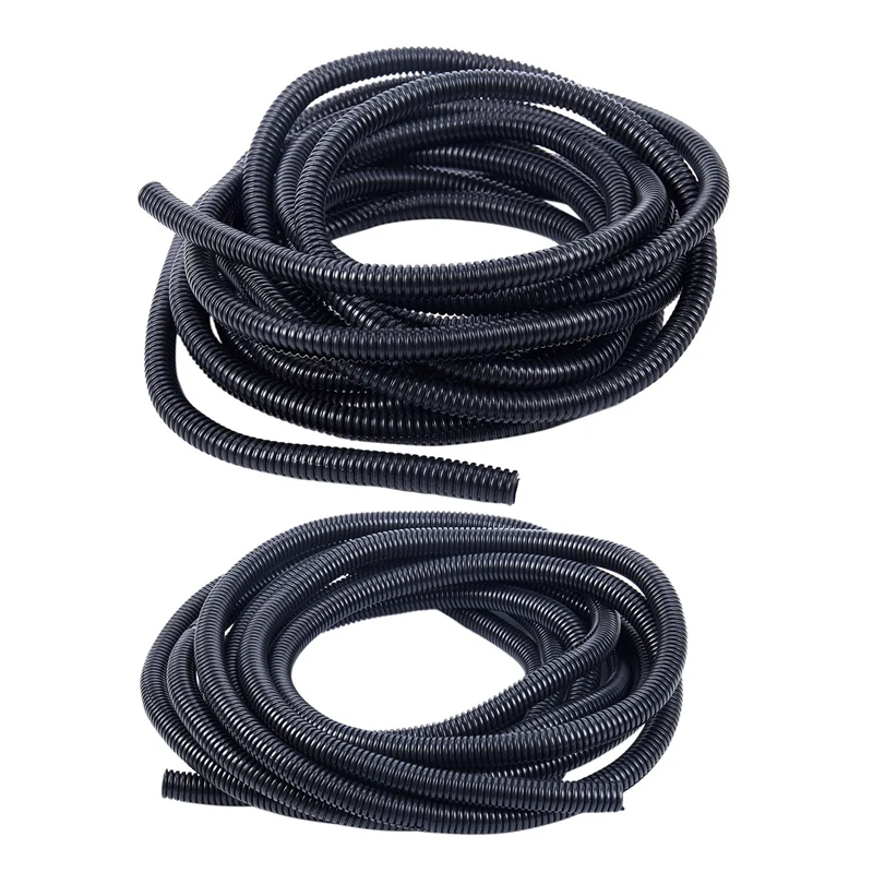 

2Pcs 20 Ft Split Wire Loom Conduit Polyethylene Tubing Black Color Sleeve Tube - 12Mm & 10Mm