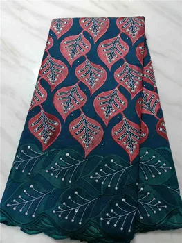 

leaves pattern design 5yards african cotton lace fabric good quality african swiss voile lace fabric for dress F16JN115