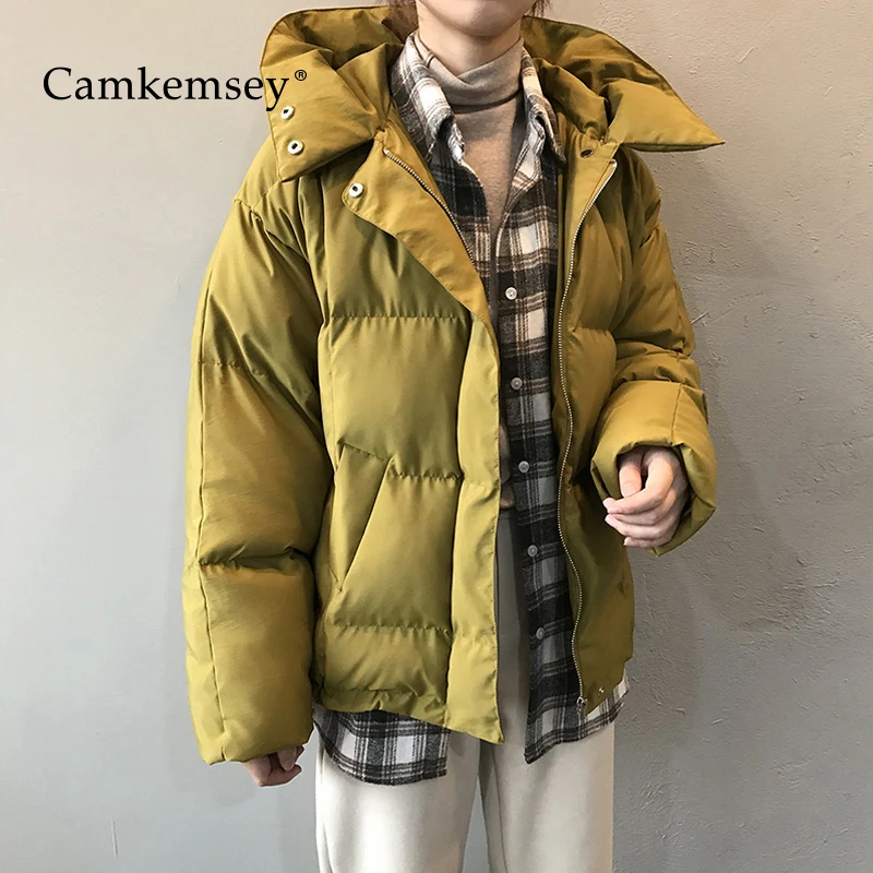CamKemsey толстые теплые зимние пальто с капюшоном женские корейские шикарные осенние плотные пуховые хлопковые мягкие зимние куртки Женское пальто