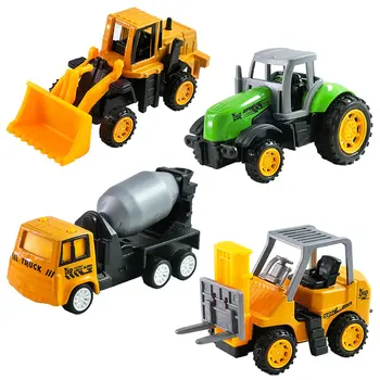 

4Pcs/Set Mini Alloy Equipped Return Engineering Car Model Tractor Dump Truck Model Toy Classic Toy Vehicles Mini Gift For Boys
