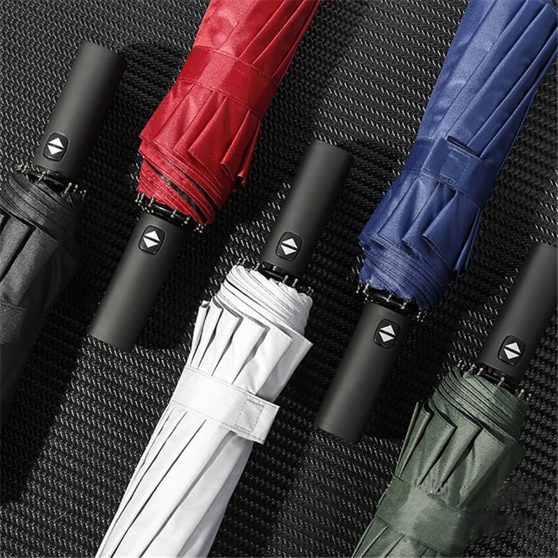

Lydia Fully-automatic Umbrella for Men Three Folding Male Commercial Compact Large Strong Frame Windproof 12Ribs Luxury Umbrella