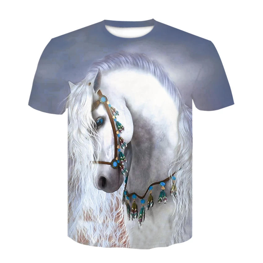 Camiseta de para mujer, camisa con estampado de caballo animal, urbana, el último diseño|Camisetas| - AliExpress