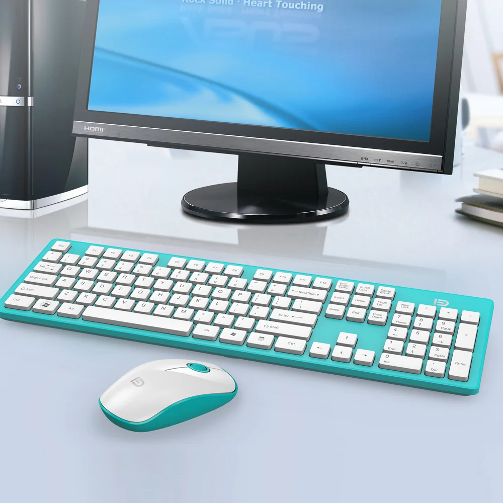 FD полноразмерная 2,4 ГГц Беспроводная клавиатура мышь комбо ультра тонкая компактная портативная клавиатура набор мышей для ПК настольного ноутбука дома