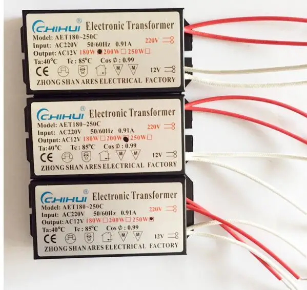 2022 Sufficient Power Electronic Transformer For Halogen Lamp light AC 12V 20W 50W 60W 160W 200W 250W Optional