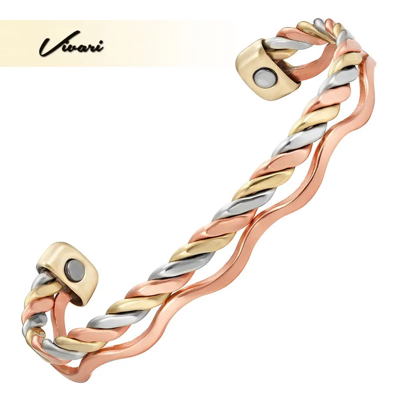 Vivari 2019Unisex Healing Gold Silver Copper Bangle Magnetic Wave Shape Wristband Charm Bio Trendy Magnet Jewelry | Украшения и