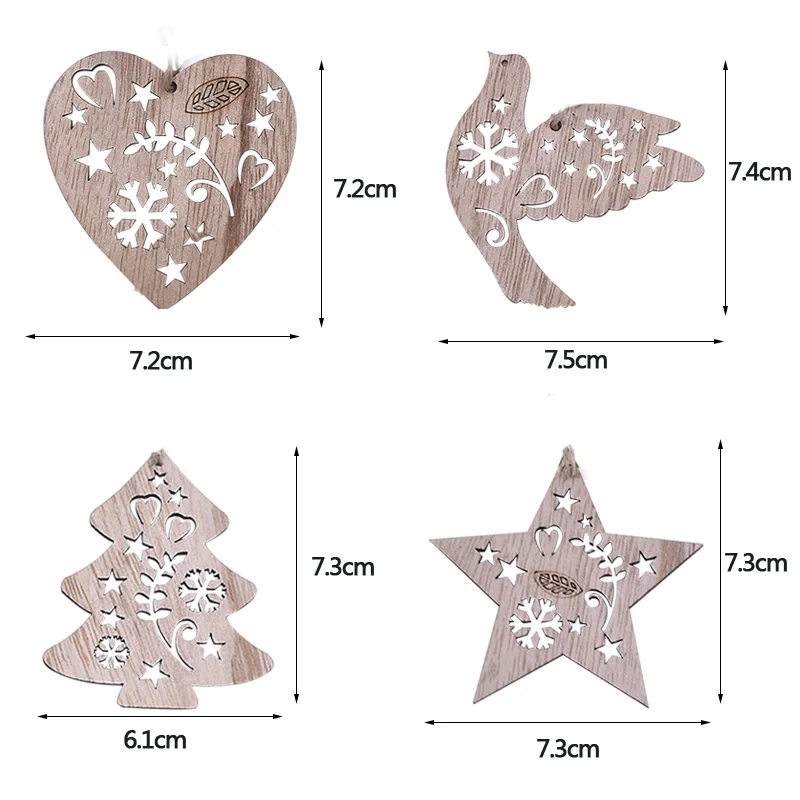 4pcs-S05 4/6 шт. Рождество деревянные подвески DIY Изделия из дерева Рождественская елка украшения для дома Рождественский год вечерние украшения подарки для детей - Цвет: 4pcs-S05