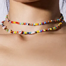 2 шт простой бисер прядь ожерелье женское струнное бисерное короткое колье ожерелье ювелирные изделия