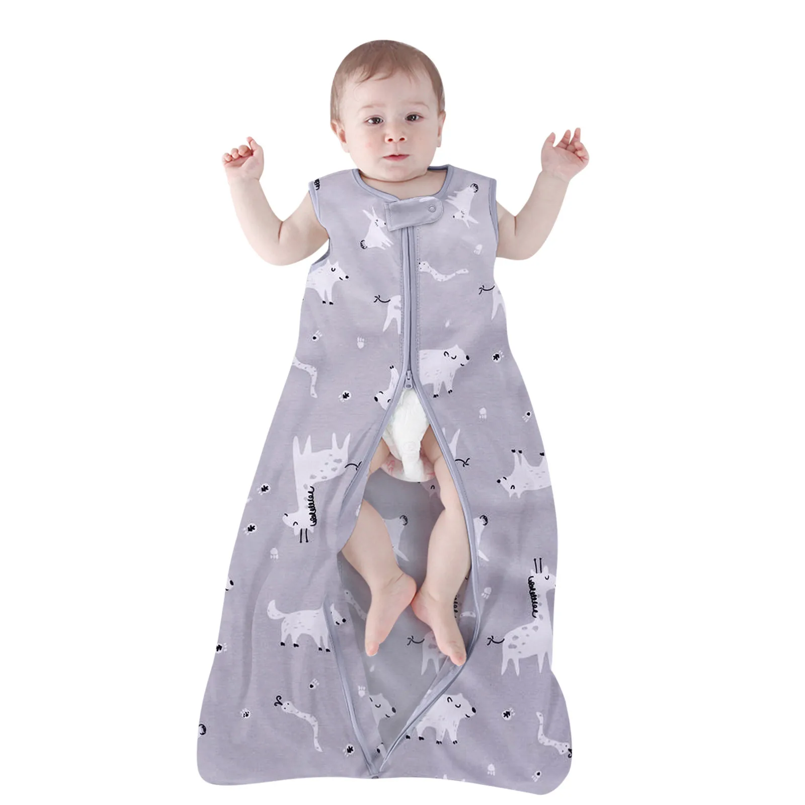 NewbornZipperSleepsackWrapBabyShortSleeveCottonSleepingBag