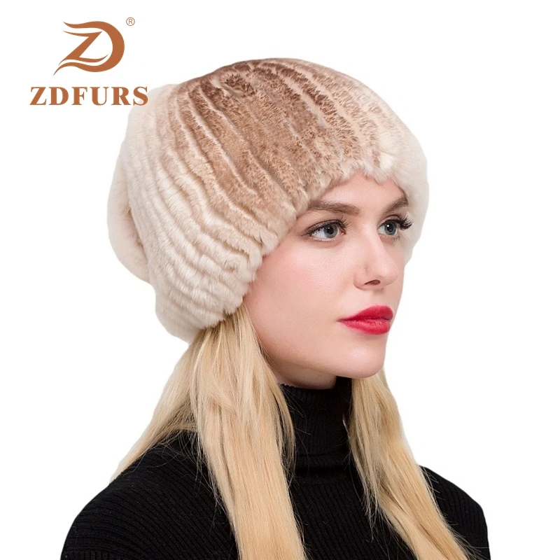 

ZDFURS* 2019 new Winter women girls natural rex rabbit hats diamond stylish fashionable female fur cap brand fur hat