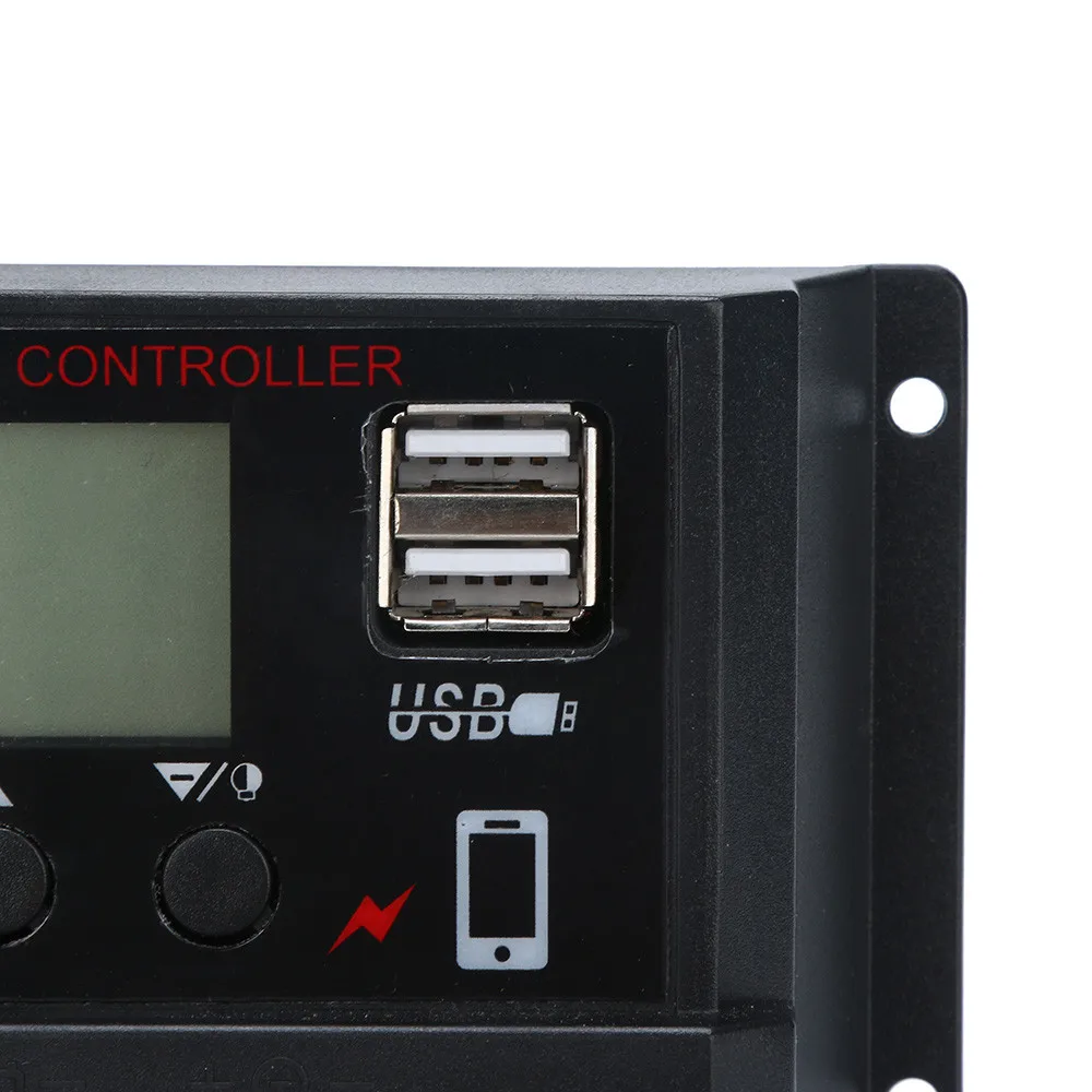 Панели солнечные регулятор заряда аккумулятора USB 50A 12 V-24 V с двойным USB Зарядное устройство встроенный чип защиты от короткого замыкания Protections30