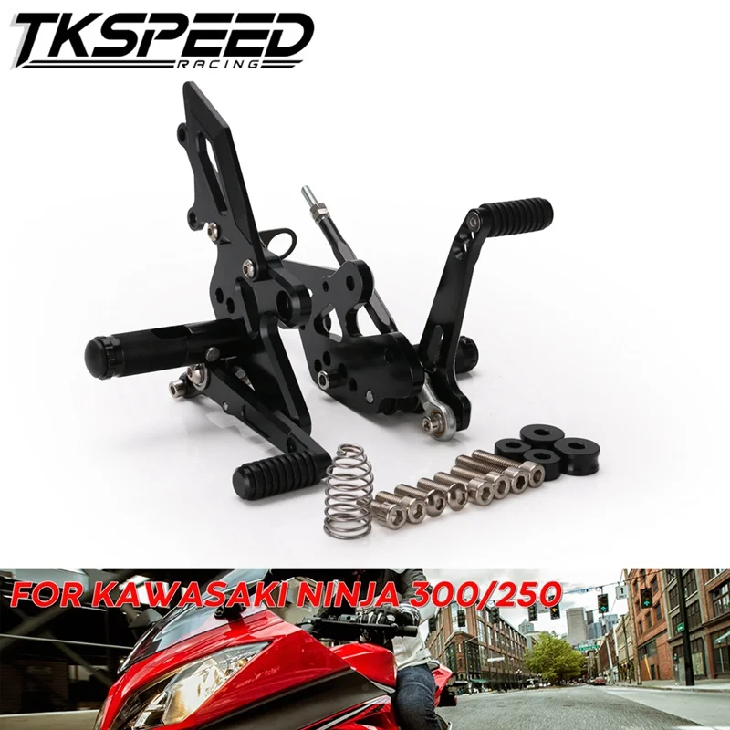 

Full CNC Aluminum Motorcycle Footpeg Adjustable Rearsets Rear Sets Foot Pegs For KAWASAKI Ninja 250 300 Z300 2013 2014 2015 2016