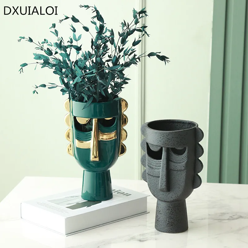 

Nordic style face art hollowed out vase living room flower arrangement ceramic flower home decoration accessories modern
