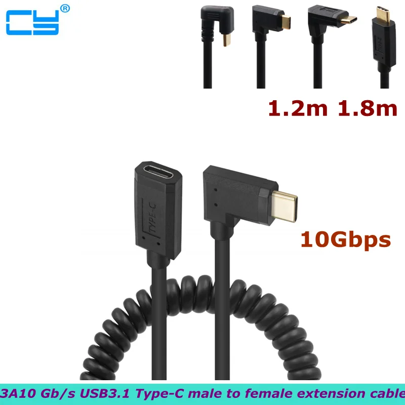 

1.2m 1.8m 10Gbps USB 3.1 Type-C Male to Female Spring Retractable Extension Cable For Mobile Phones, Computers, 4k Displays