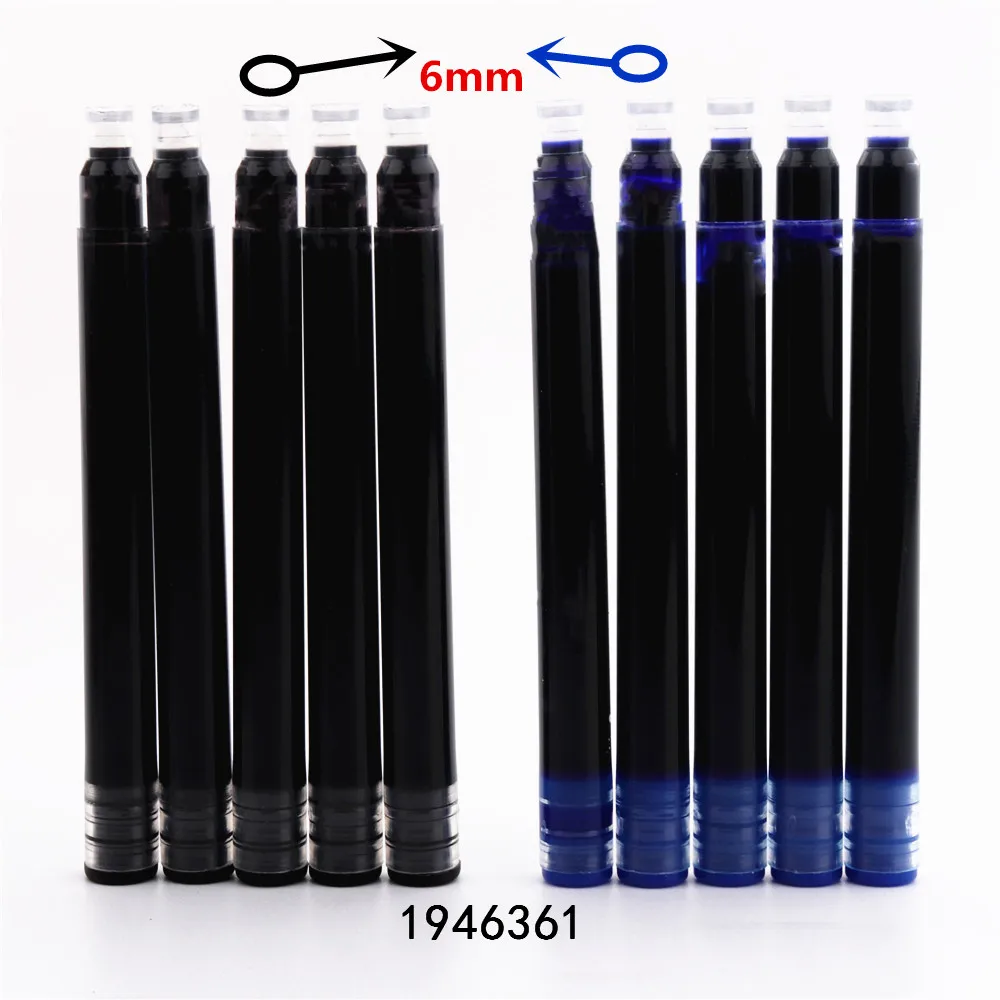 De lujo de alta calidad 5 uds recargas de cartuchos de tinta azul desechable negro pluma fuente