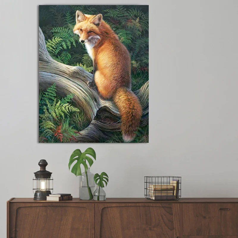 paint by number art painting numbers Hand-painted cute clever fox home background wall corridor decorative | Дом и сад