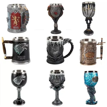 

Game of Thrones Mug and Goblet Stainless Steel Resin 3D stereo painting Beer Tankard Coffee Cup Wine Glass Mugs bar decoration