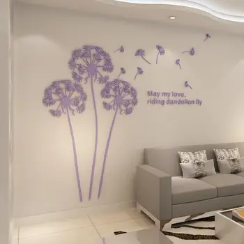 

Dandelion Wall Stickers 3D TV Sofa Background Decoration Wall Decal Mural Hot Sale Wallpaper Home Decor Poster Acrylic Sticker